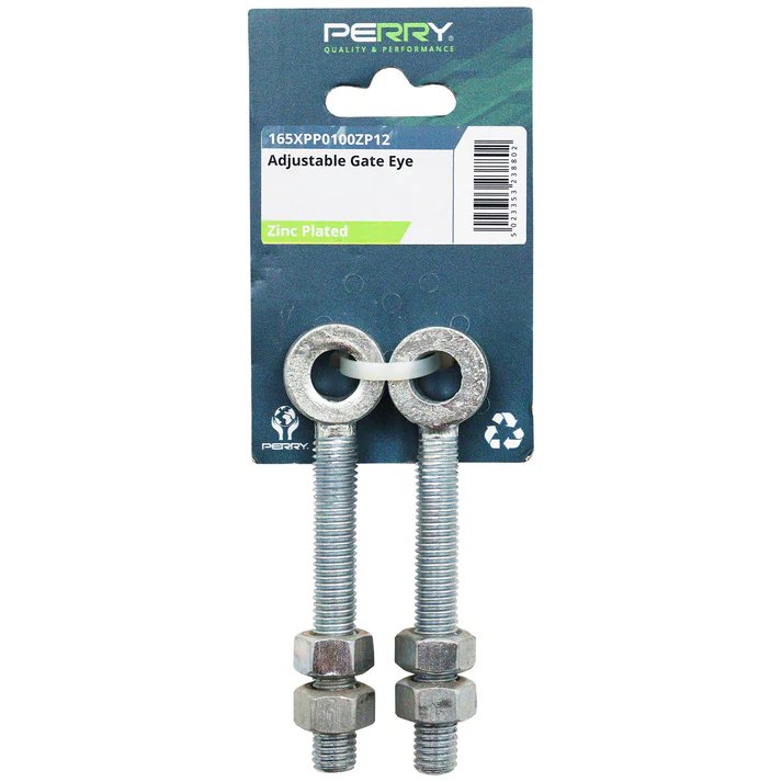 Perry 150mm 6" No.165 Adjustable Gate Eyes - To suit 16mm Pin (2 pack) BZP-E/Galvanised